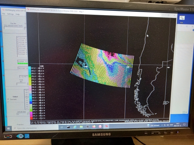 EUMETSAT – NOAA-19 MHS fényerő-hőmérséklet Dél-Amerika felett